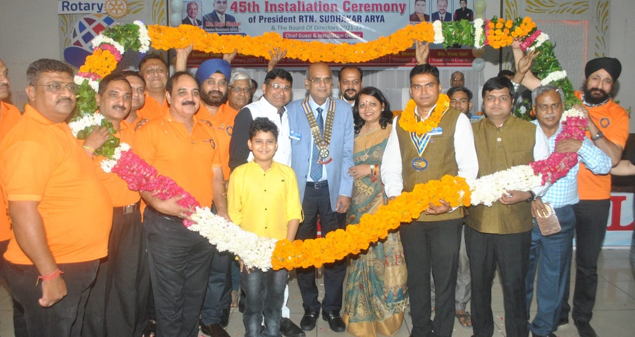 Oath administered to the newly elected board of the Rotary Club