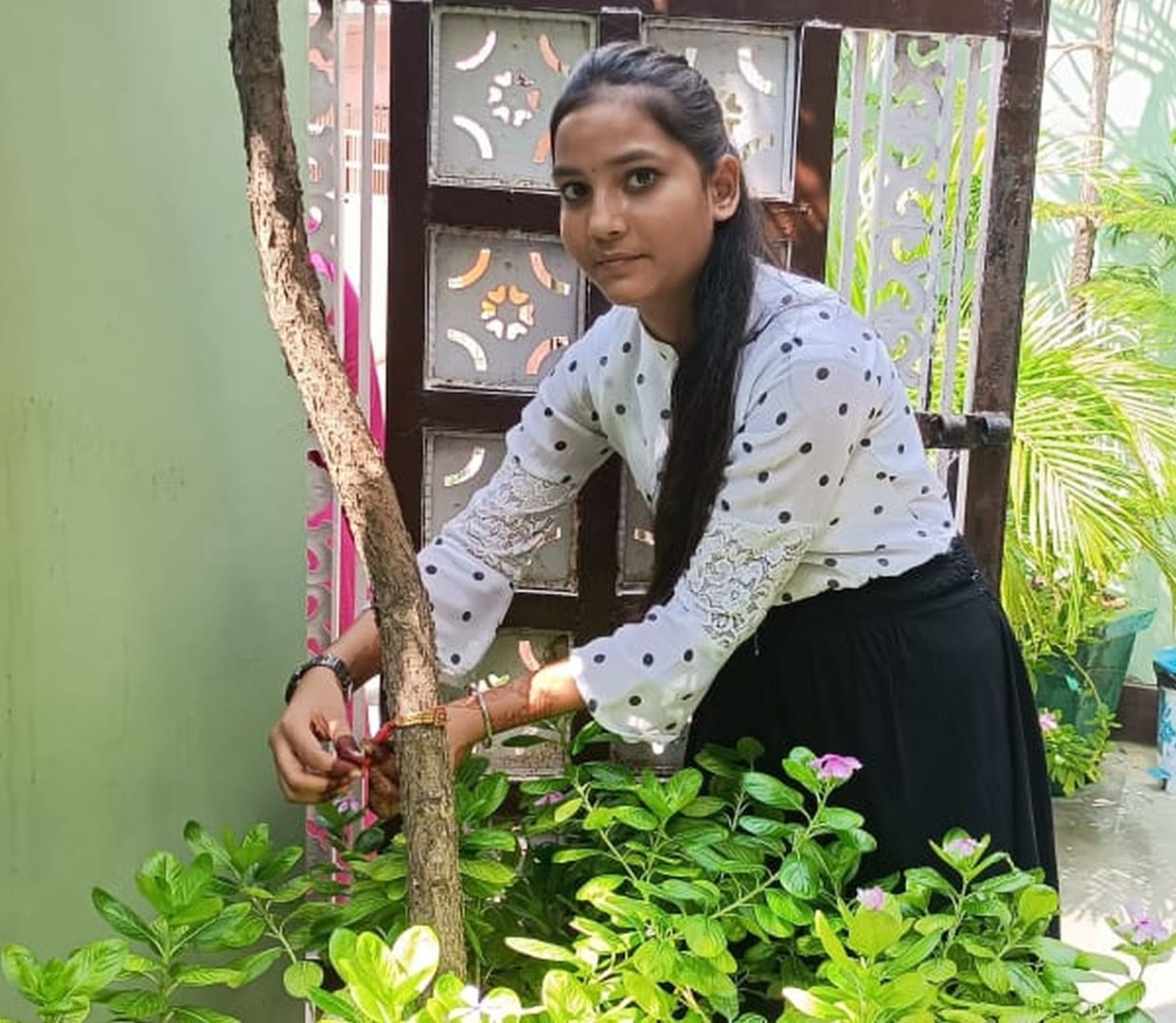 People associated with the campaign of Amar Ujala Foundation, tied rakhi to plants