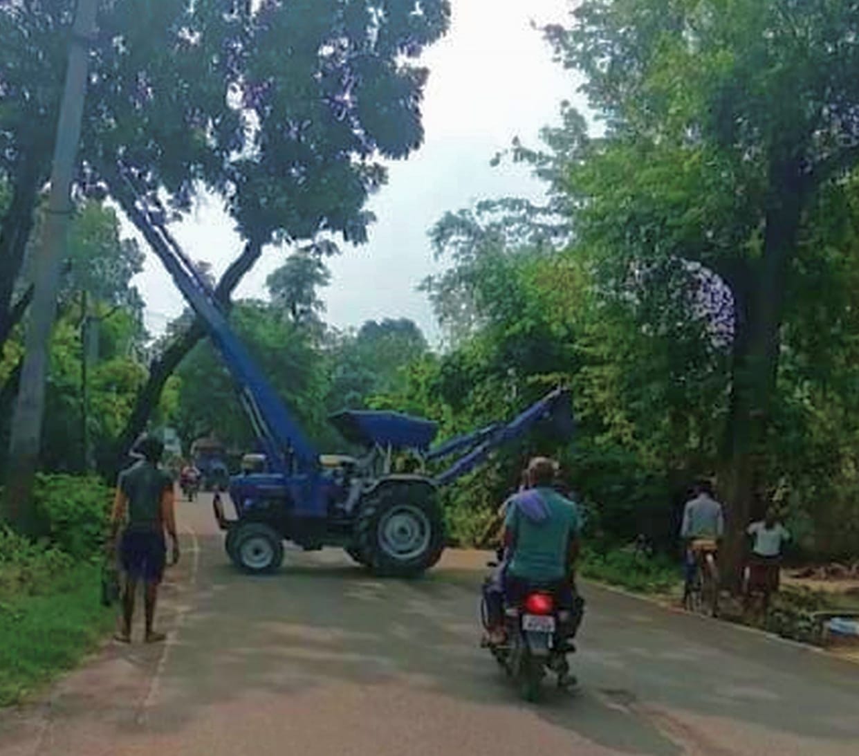 Villagers protested against cement factory's  HT line to go through village population