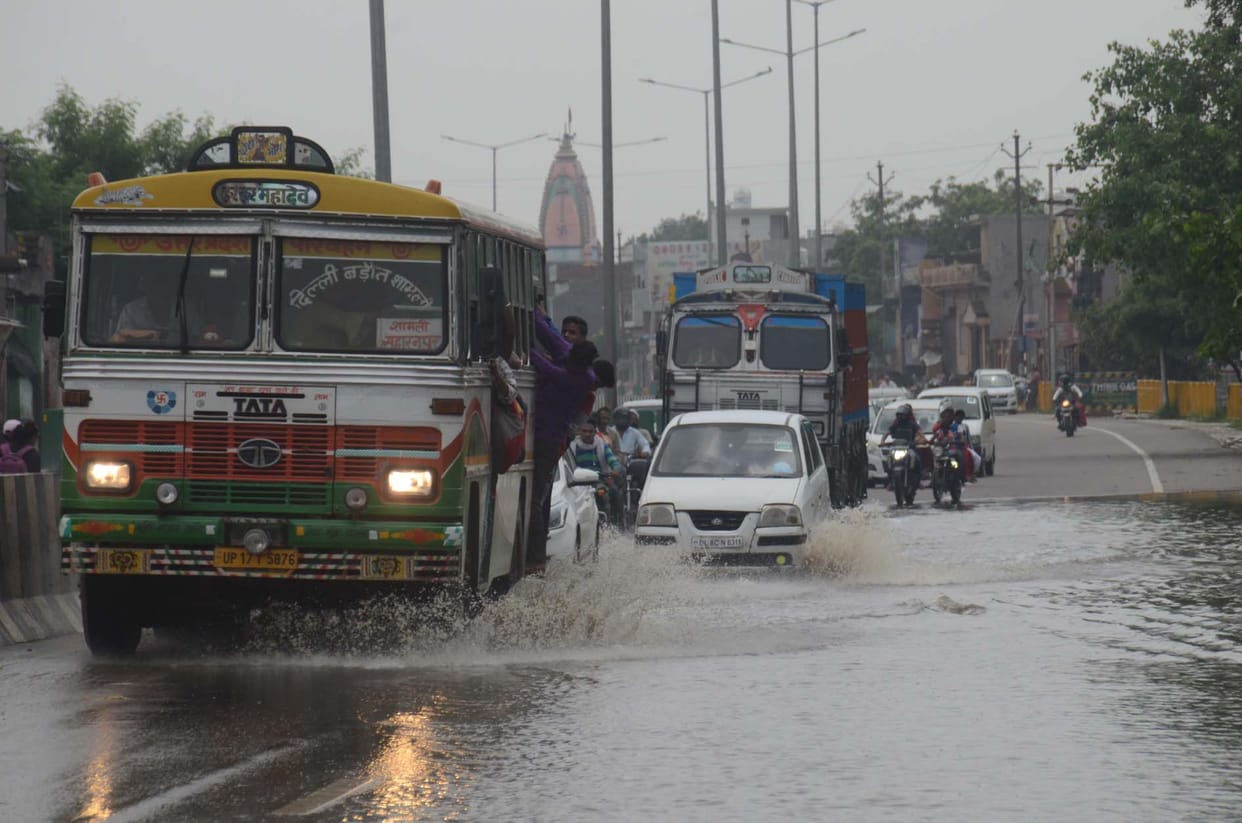 Roads became waterlogged due to rain