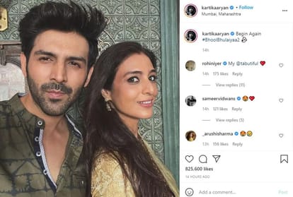 kartik aaryan resumes shooting for bhool bhulaiyaa 2 shares picture with tabu