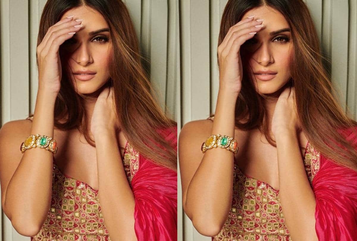 tara sutaria looks stunning in a cherry red pre draped satin silk saree pictures goes viral