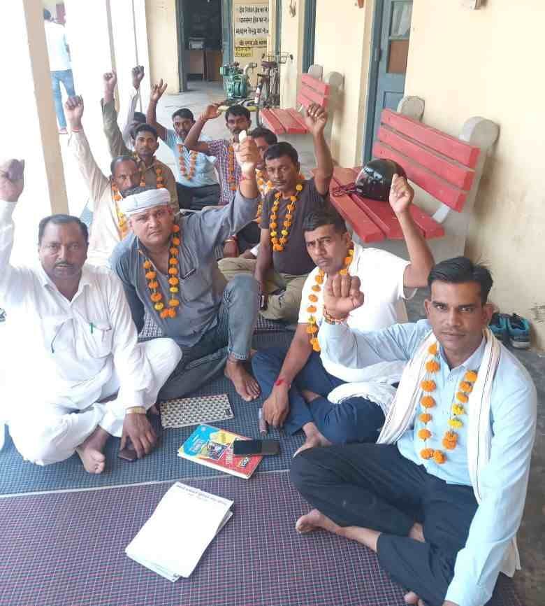 Employees sitting on strike in city council for demands