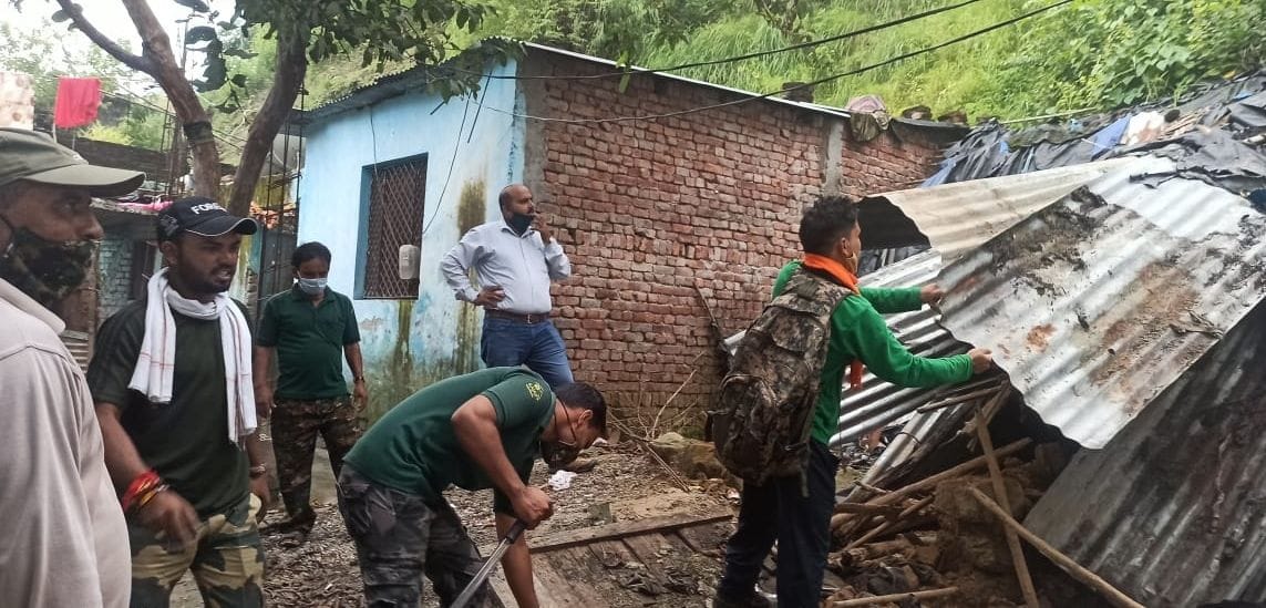 Illegal construction being cut by mountain demolished