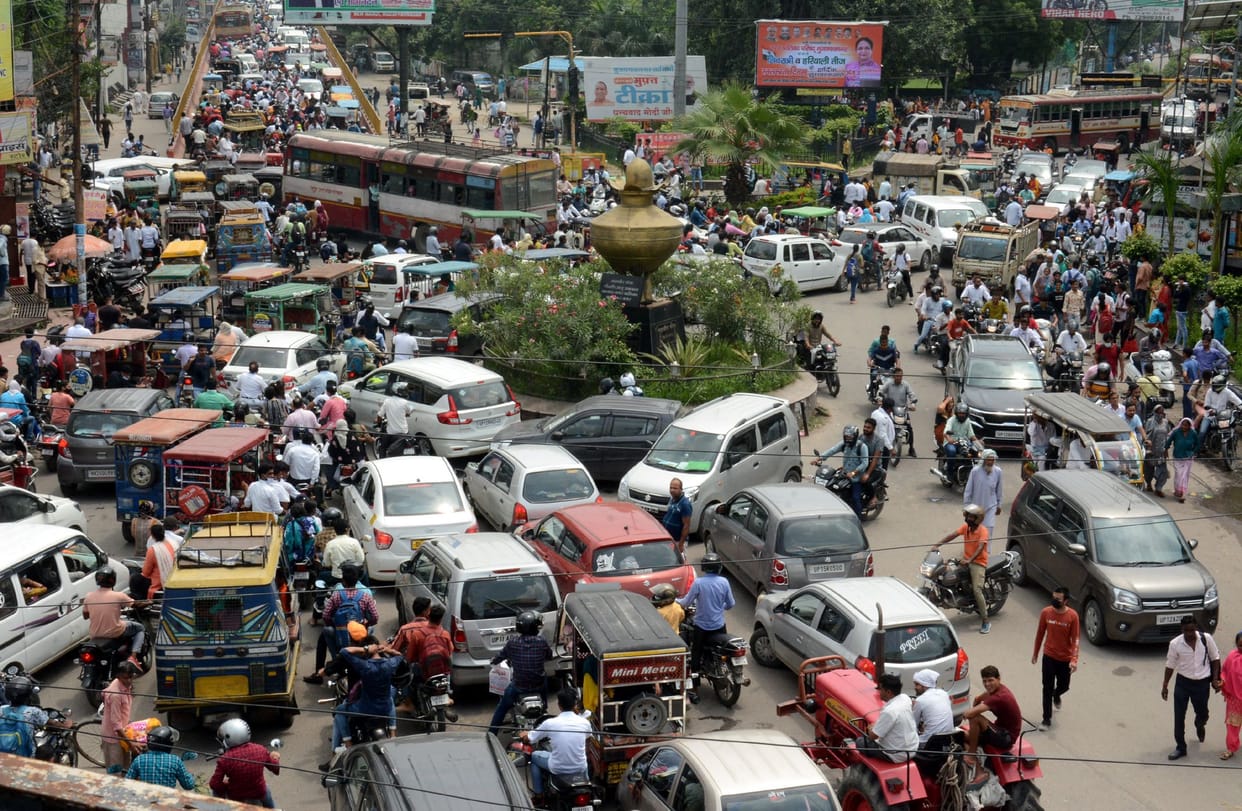 Heavy traffic jam in the city during PET in Muzaffarnagar