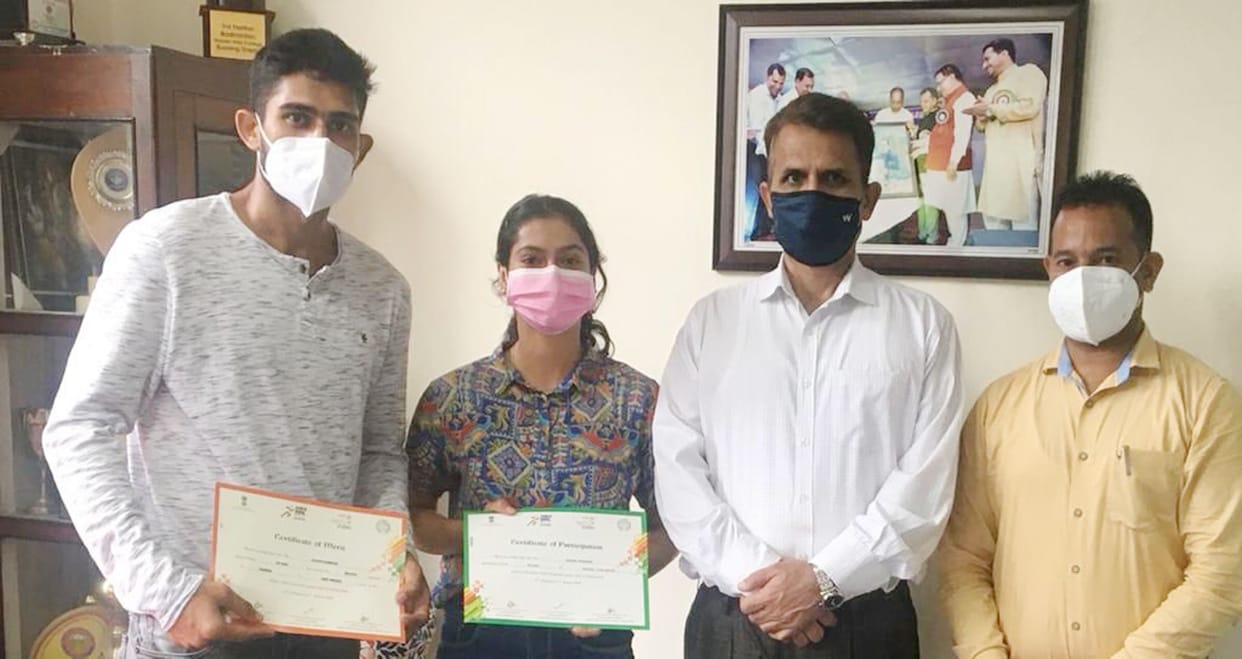 Ayan, Sakshi honored at Khelo India University Games