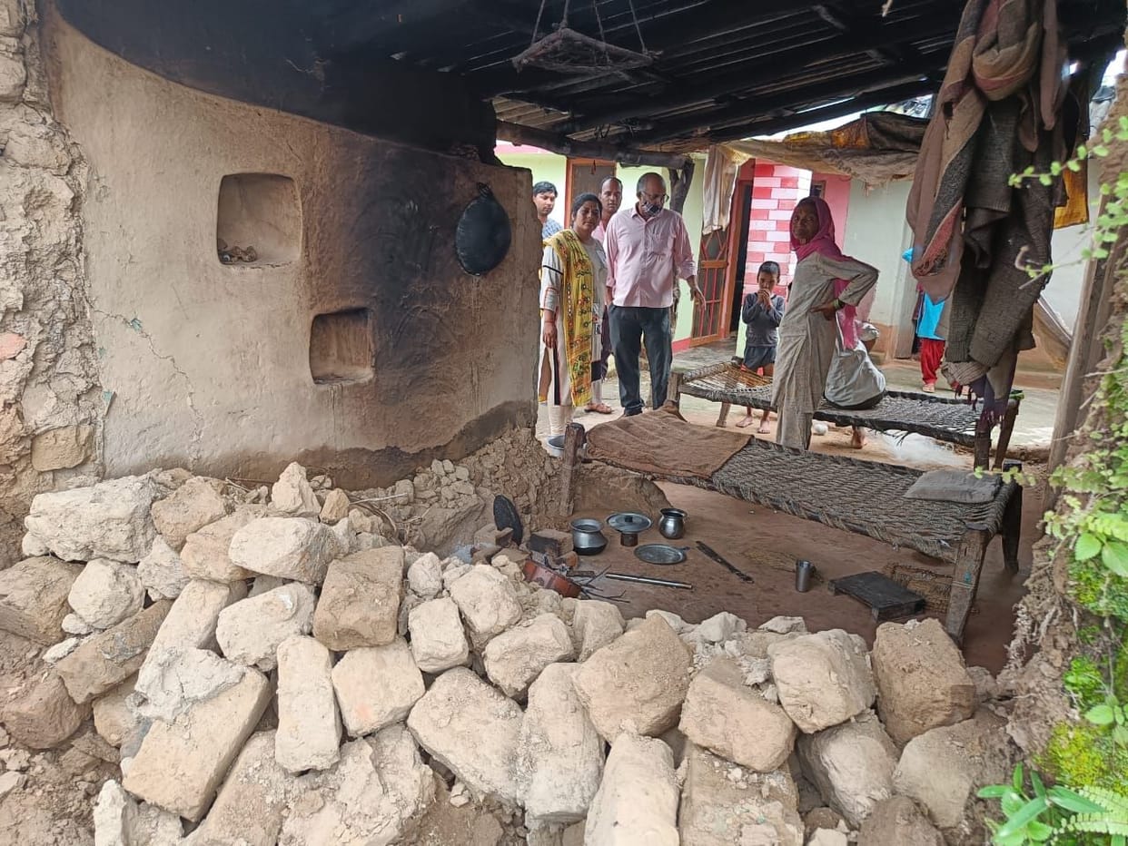 Raw house damaged in Sherpur village due to rain