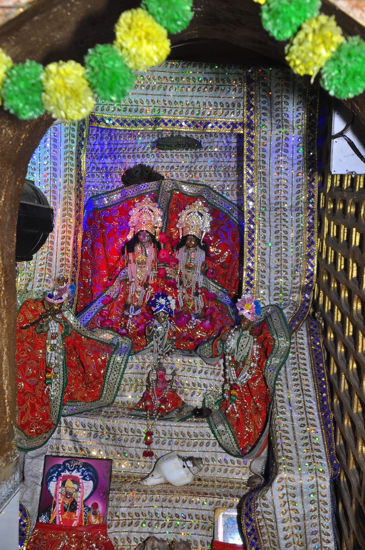 Kanha is seated with Dau and Mata Revathi in Shri Baldau temple.