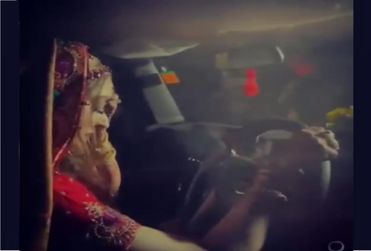 Kashmir Baramulla s bride Sana reached her in laws house with her husband after driving car after marriage