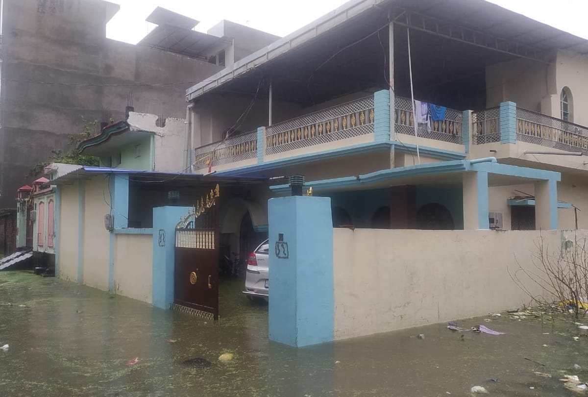 flooded roads and water filled house after heavy rain in Gorakhpur