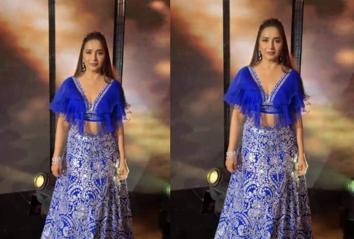 madhuri dixit latest photos of ethnic blue lehenga dress pictures goes viral