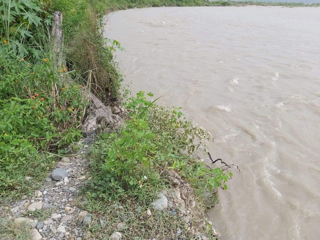 Fields covered in Saung river in Khadri