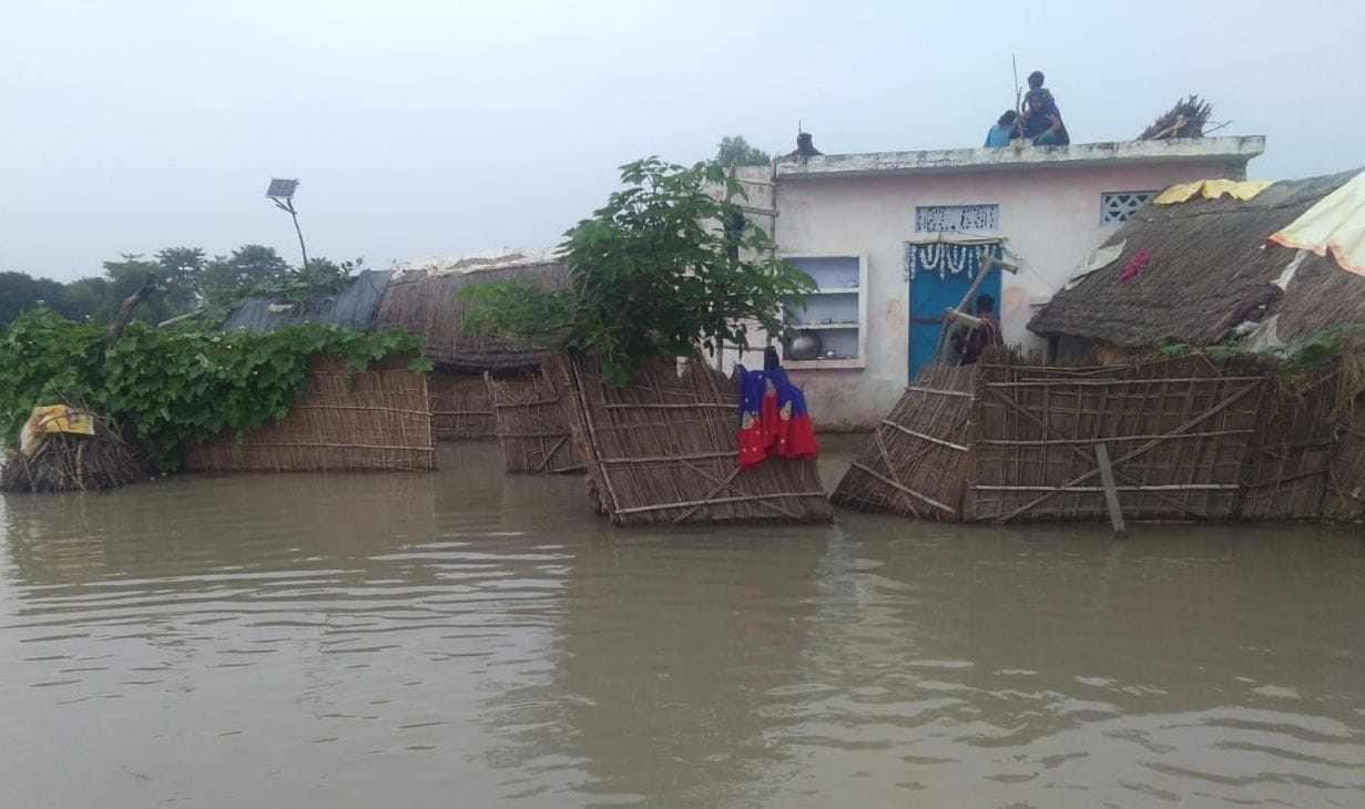 Nine studs flowed in the strong current of the river, 100 bighas of land submerged