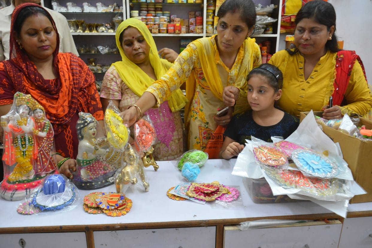 Market decorated on Shri Krishna Janmashtami