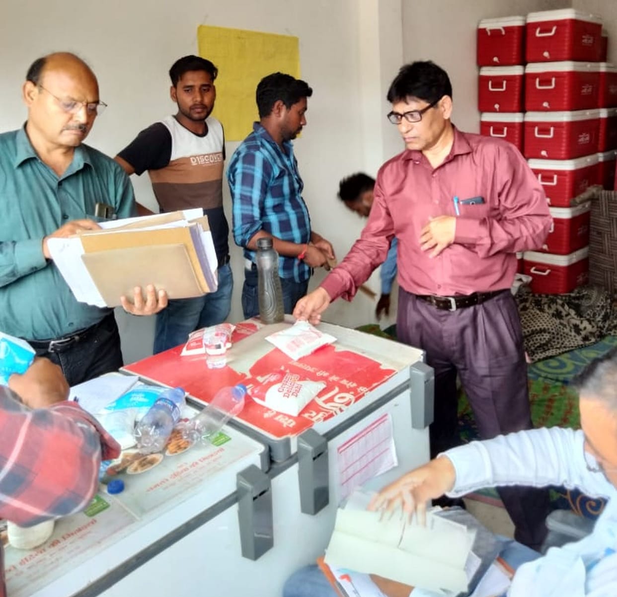 Taking samples of milk and curd and sent for testing