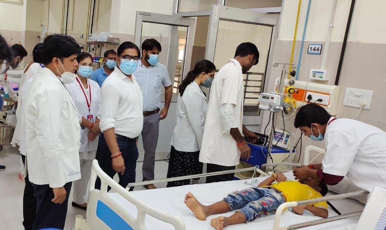 Department pass in mock drill, children got treatment