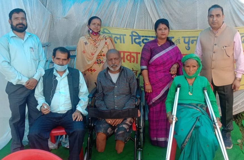 Wheel chairs and other materials were distributed to the differently-abled