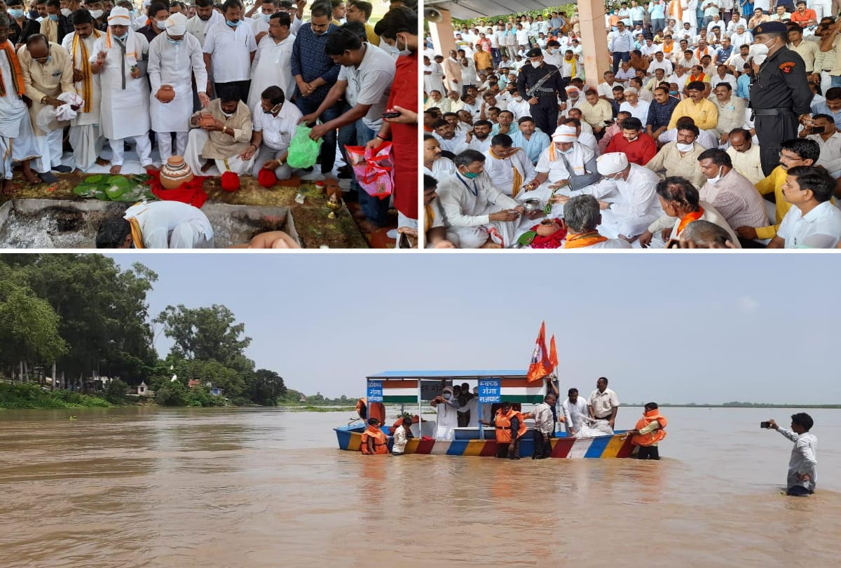 UP former cm kalyan singh ashes immersed in ganga river narora bulandshahr son grandson and other relatives present