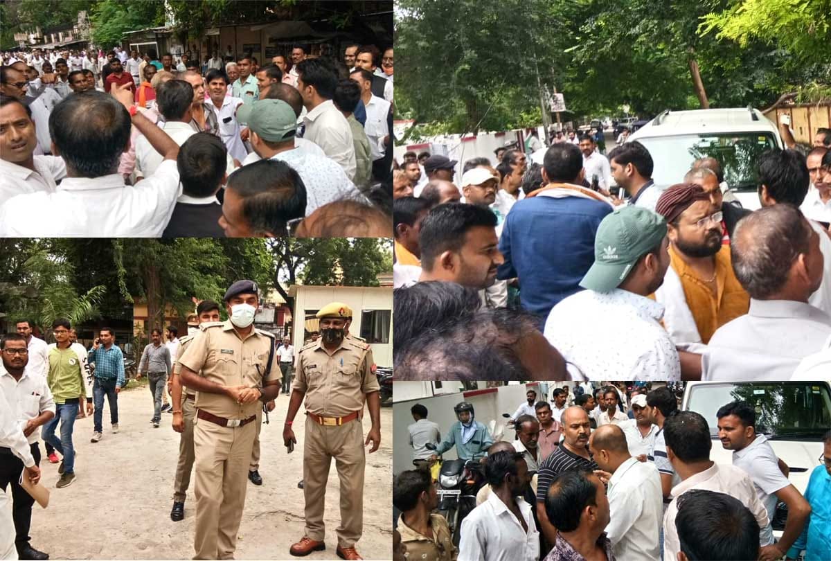 Hamirpur: Lawyers and police personnel clashed in the case of robbery accused outside the court premises