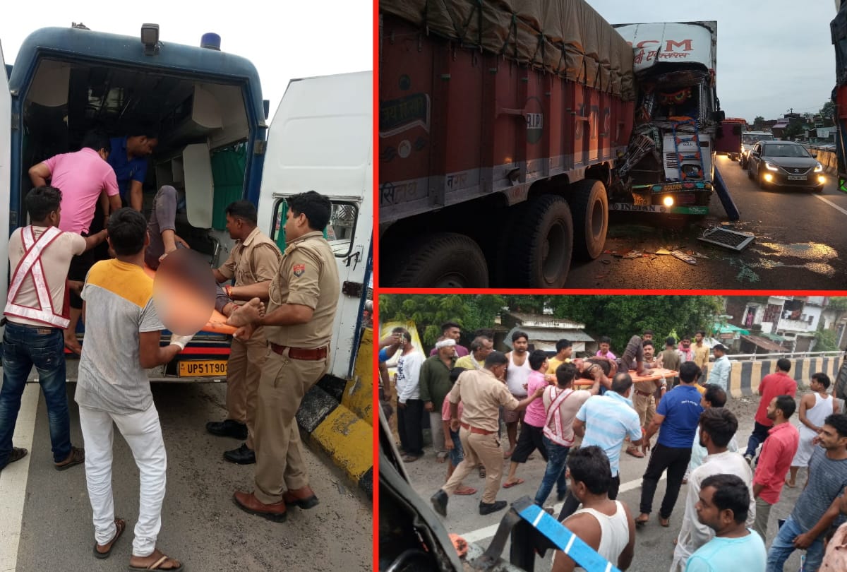 Big accident news driver and helper injured in road accident at basti