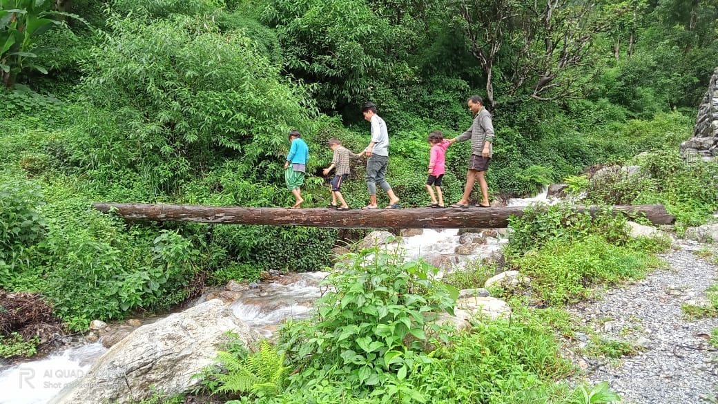 The bridge washed away in the 2013 disaster in Jagthana's Pagradi Gadhre was not reconstructed