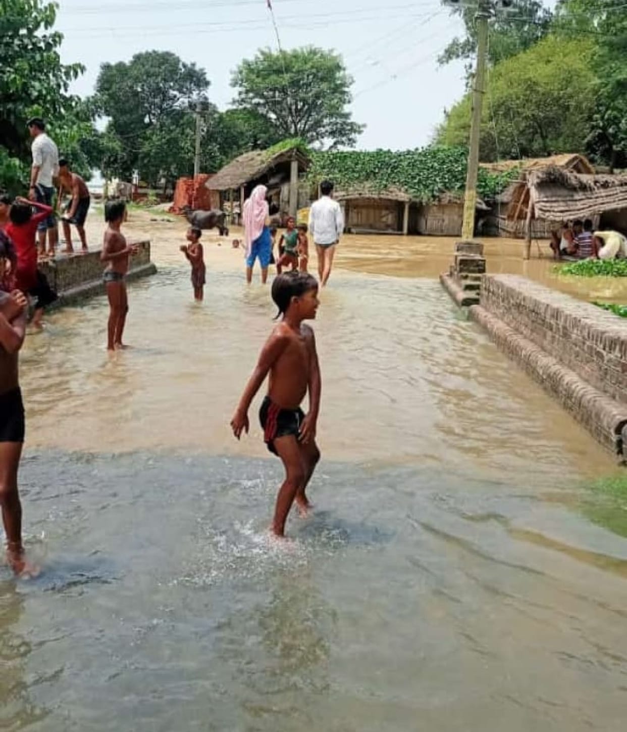 Flood water filled many villages