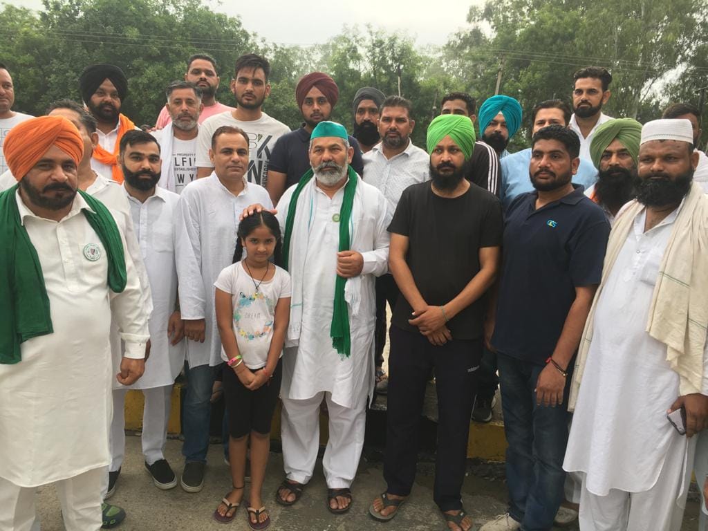 Farmer leader Rakesh Tikait met farmers at Chandimandir toll plaza
