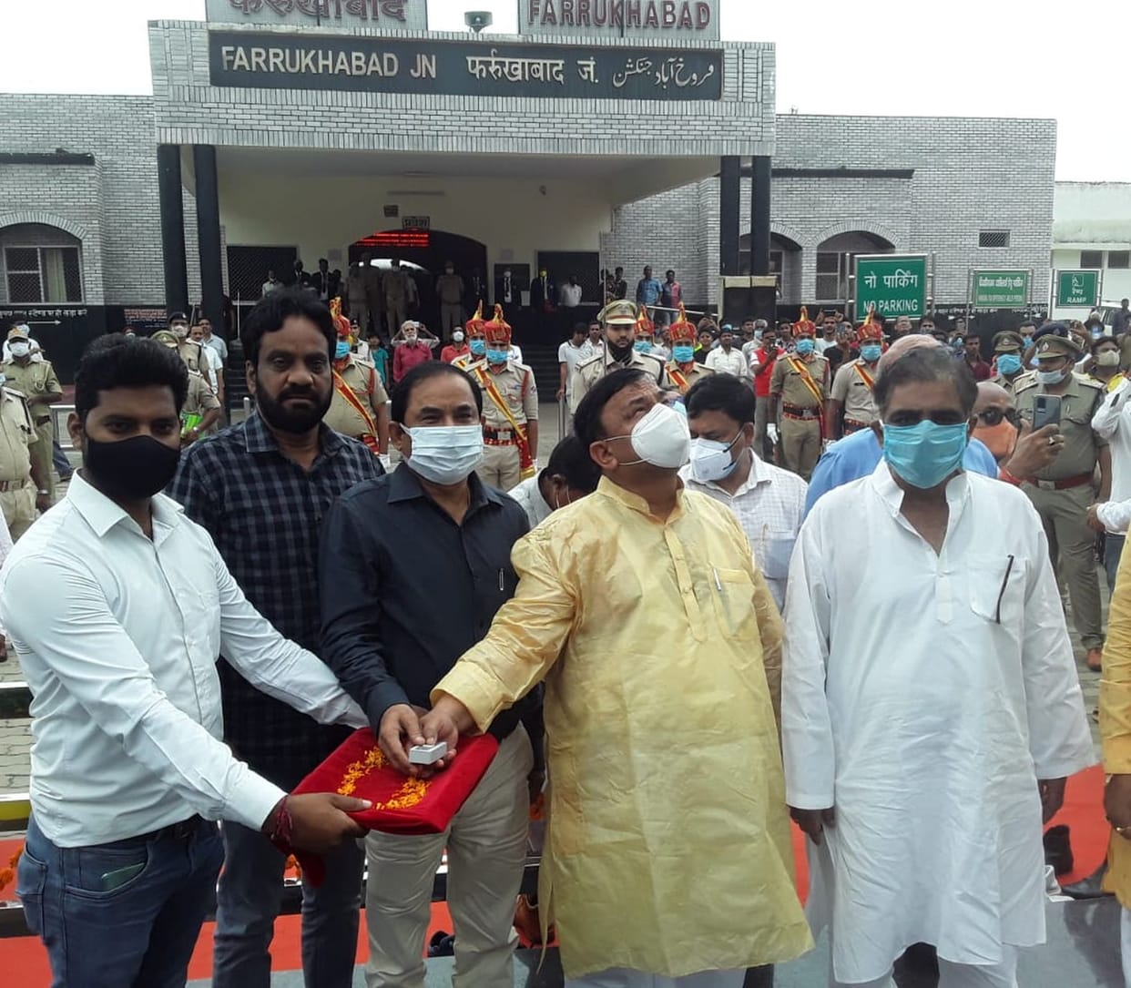 100 feet tricolor hoisted at railway station