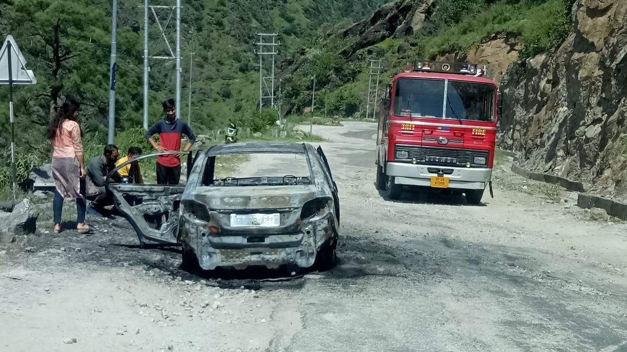 car brunt near juery national highway-5