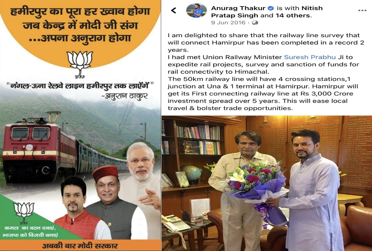 himachal congress media cell president Abhishek rana statement over Una hamirpur rail line