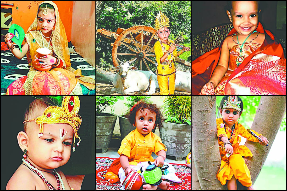 Krishna Janmashtami celebrations in Kashi: Little children seen dressed in costumes of radha krishna