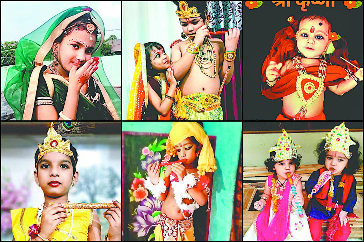Krishna Janmashtami celebrations in Kashi: Little children seen dressed in costumes of radha krishna