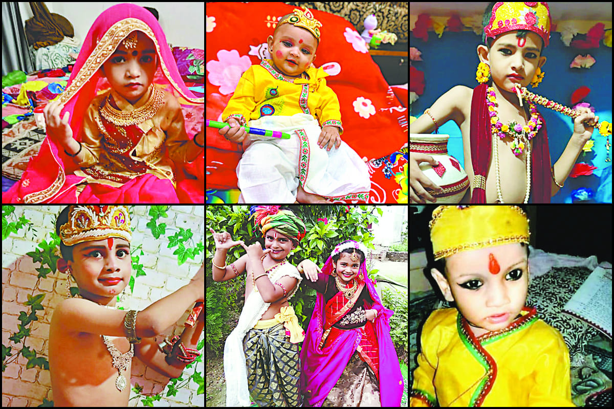 Krishna Janmashtami celebrations in Kashi: Little children seen dressed in costumes of radha krishna