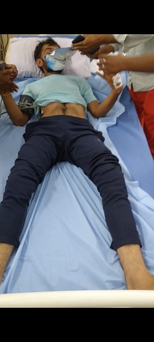 The condition of the young man sitting on a fast outside AIIms deteriorated