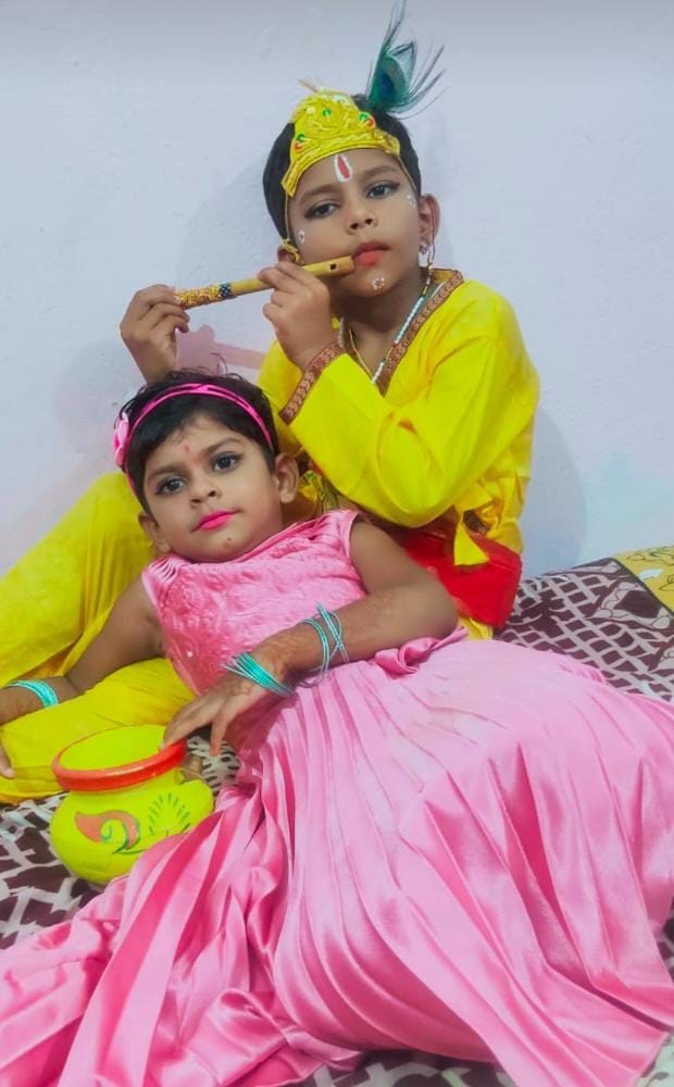 Born Kanha, tableaux adorned in homes and temples, resonated with Mangal songs