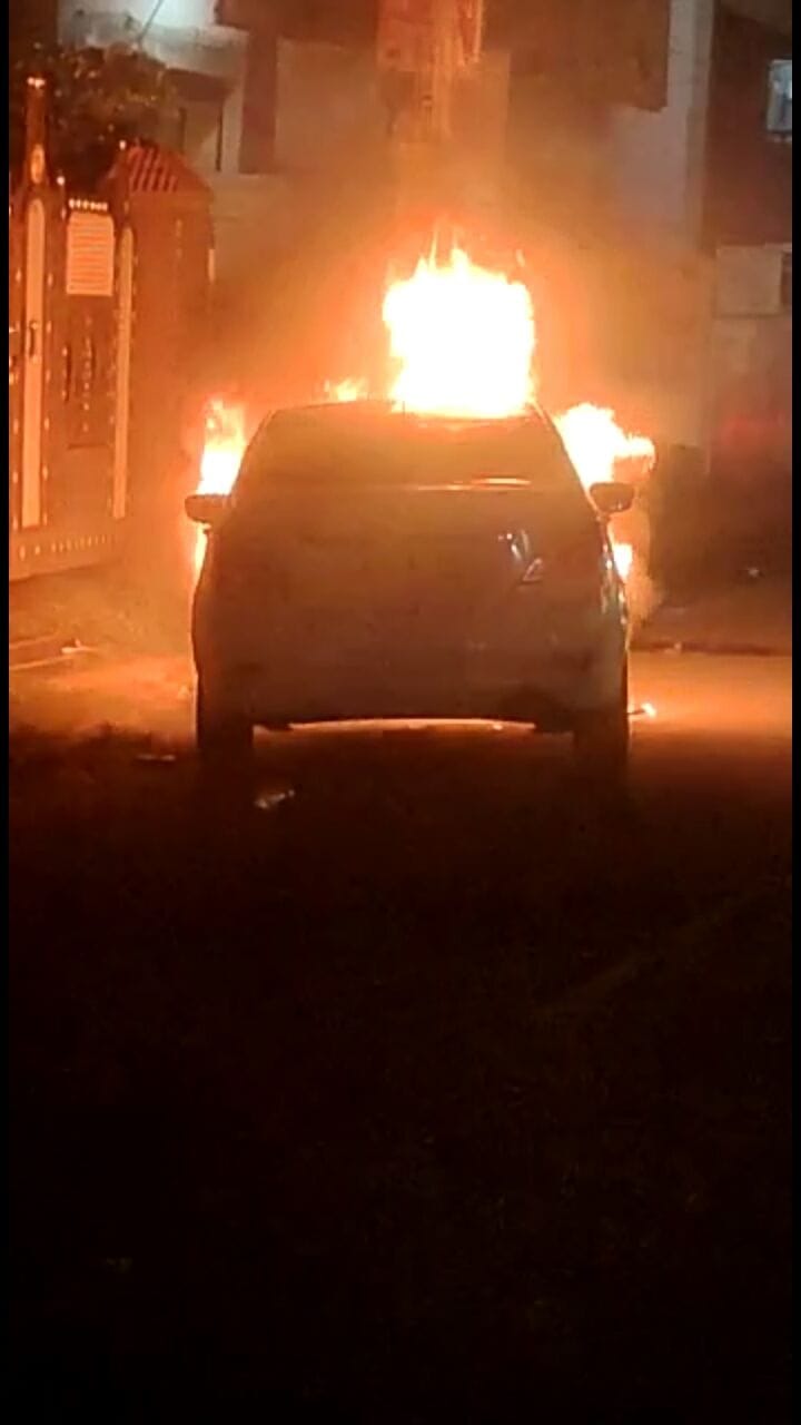 fire at moving car