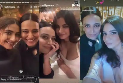 Swara Bhasker parties with new bride Rhea Kapoor and Sonam Kapoor