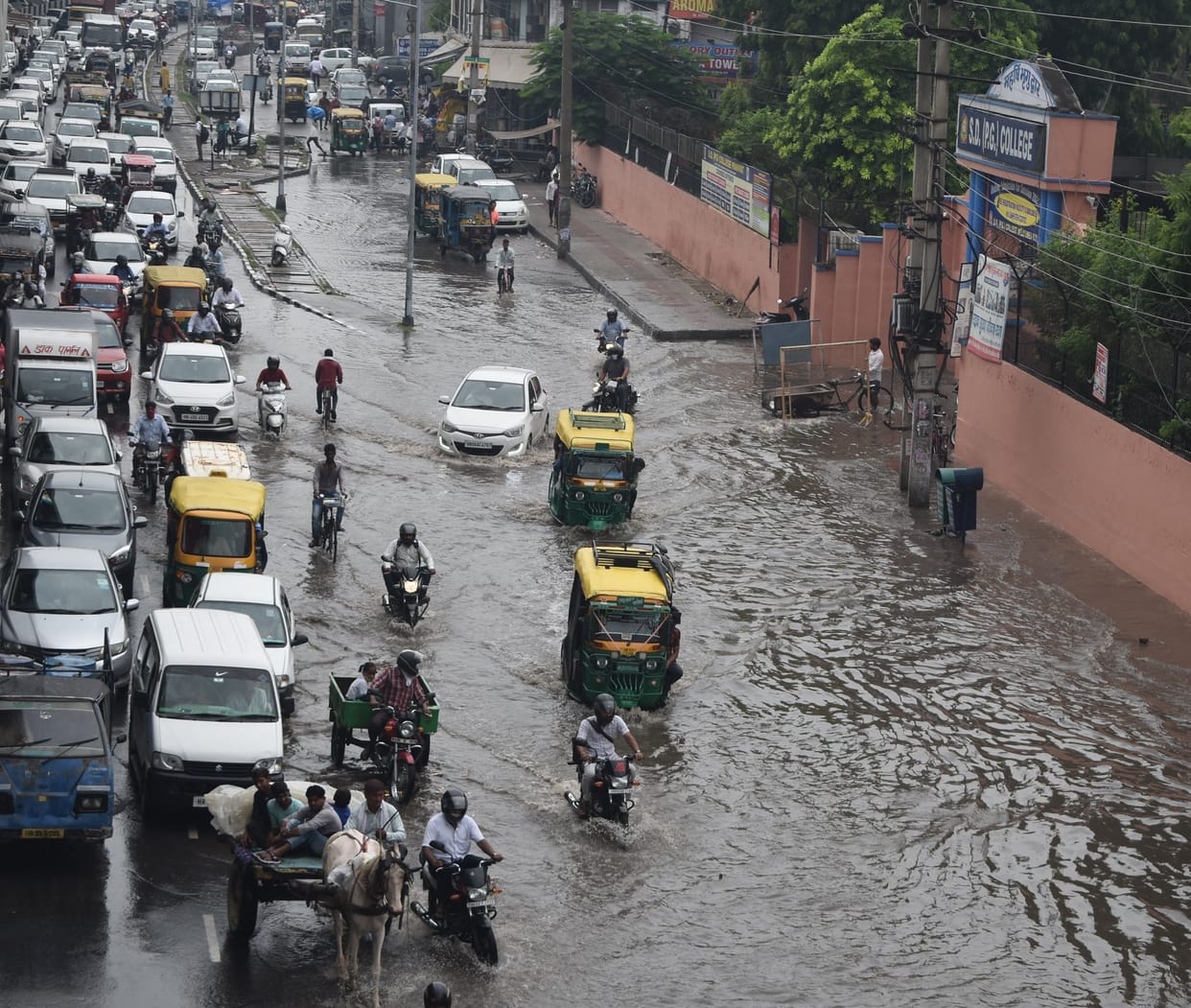 Wheels stopped after four hours of torrential rain