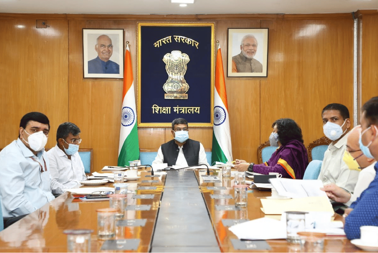 Union Education Minister Dharmendra Pradhan reviews the status of schools reopening