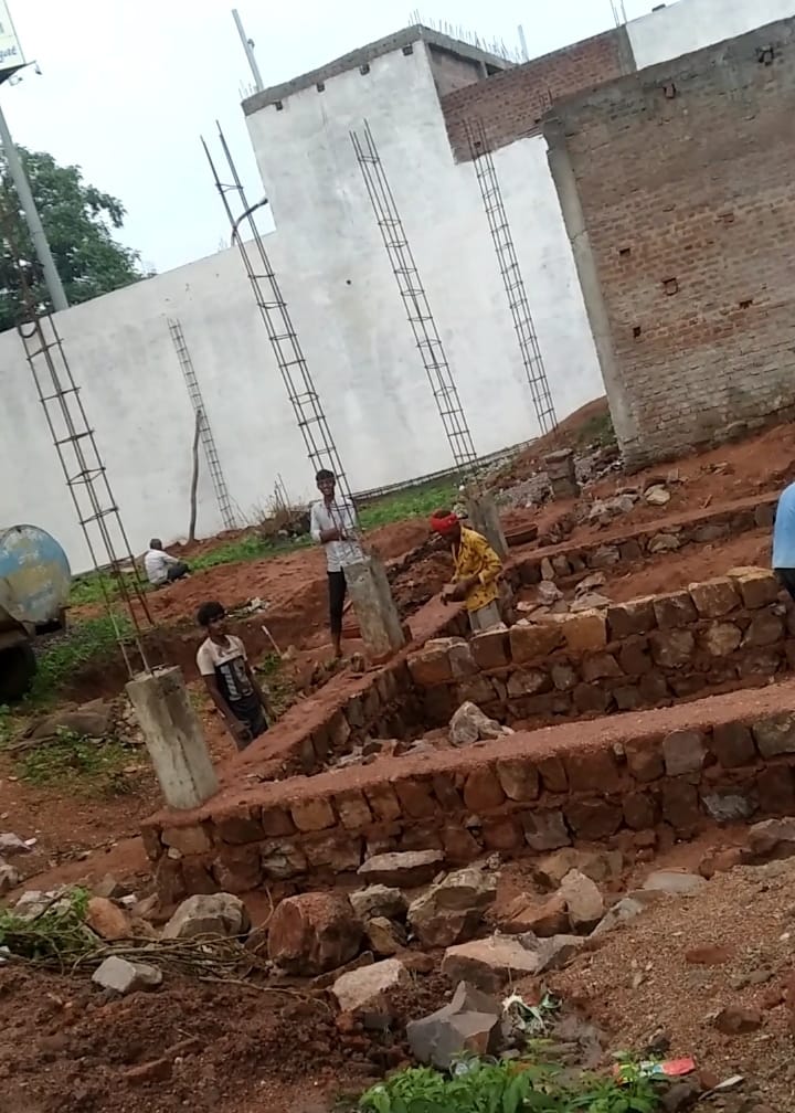 contruction start, broken restroom site