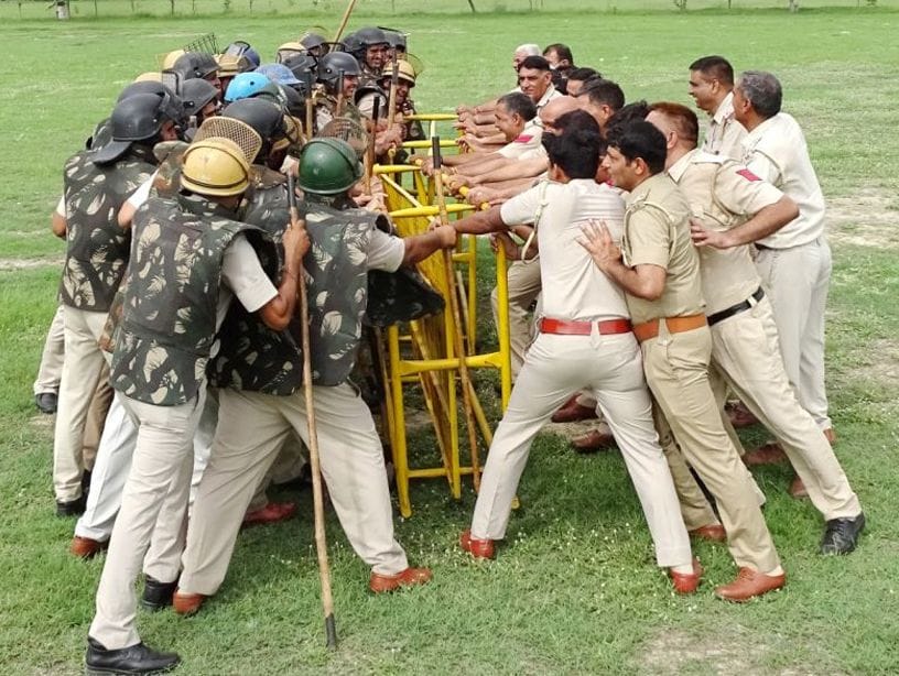 Police practice riot control