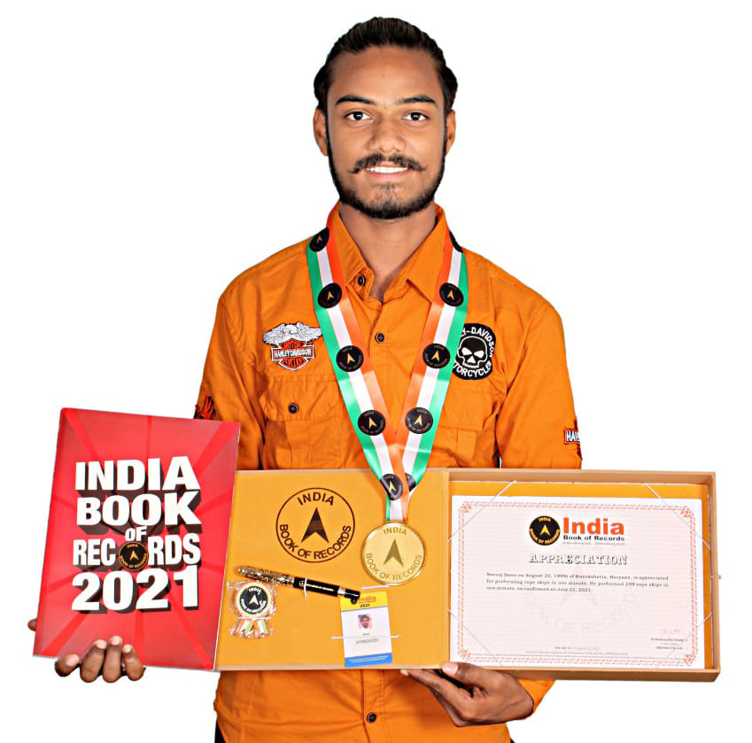 Neeraj entered the India Book of Records by jumping rope 199 times in a minute