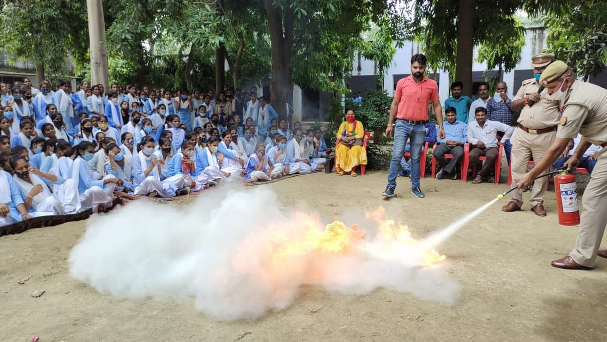 Girls learn how to prevent fire