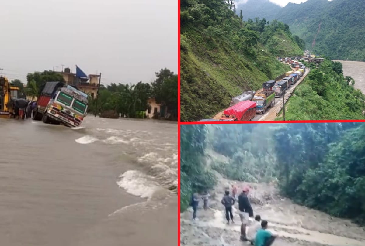 Indian vehicles stuck on Butwal Kathmandu route in Nepal due to heavy rain