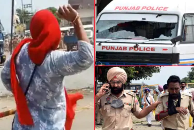 Clash between Farmers and Police in Moga during Rally of Akali Dal President Sukhbir Badal 