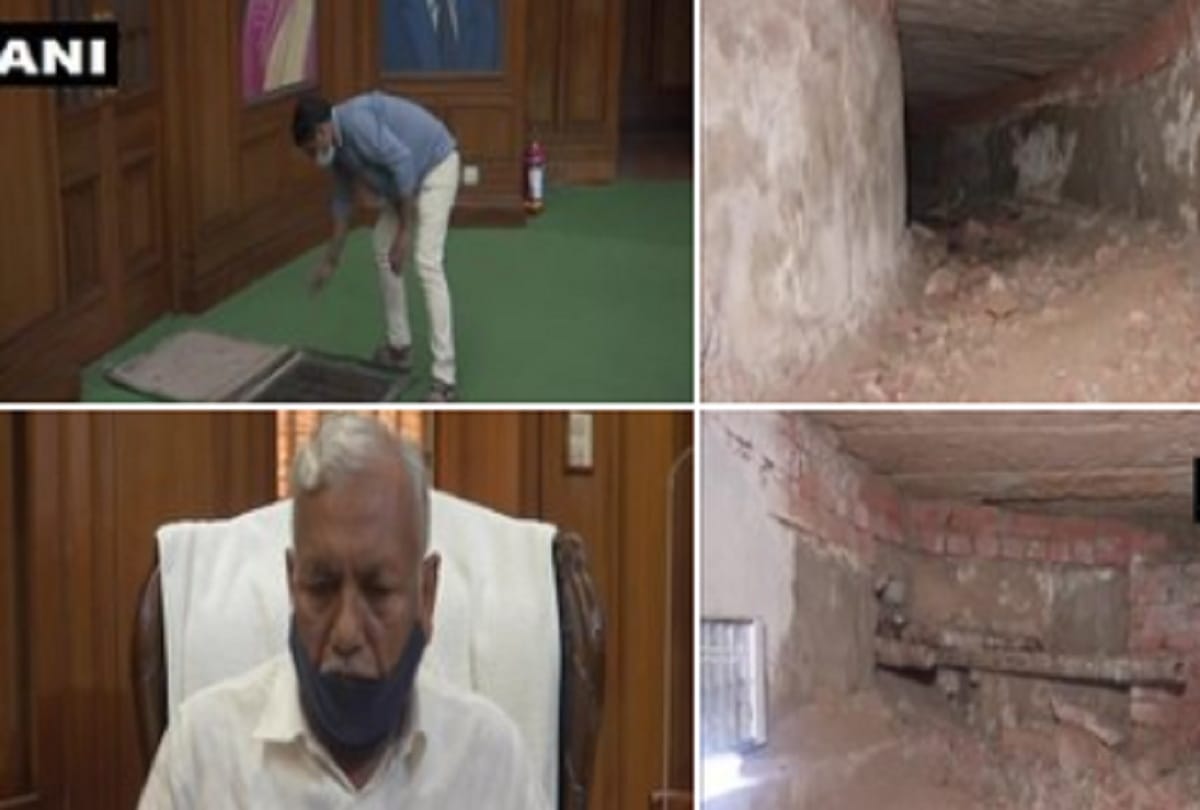 A tunnel-like structure discovered at the Delhi Legislative Assembly.