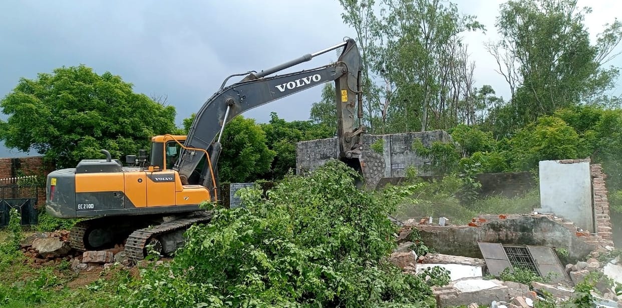 JCB removed construction for service road