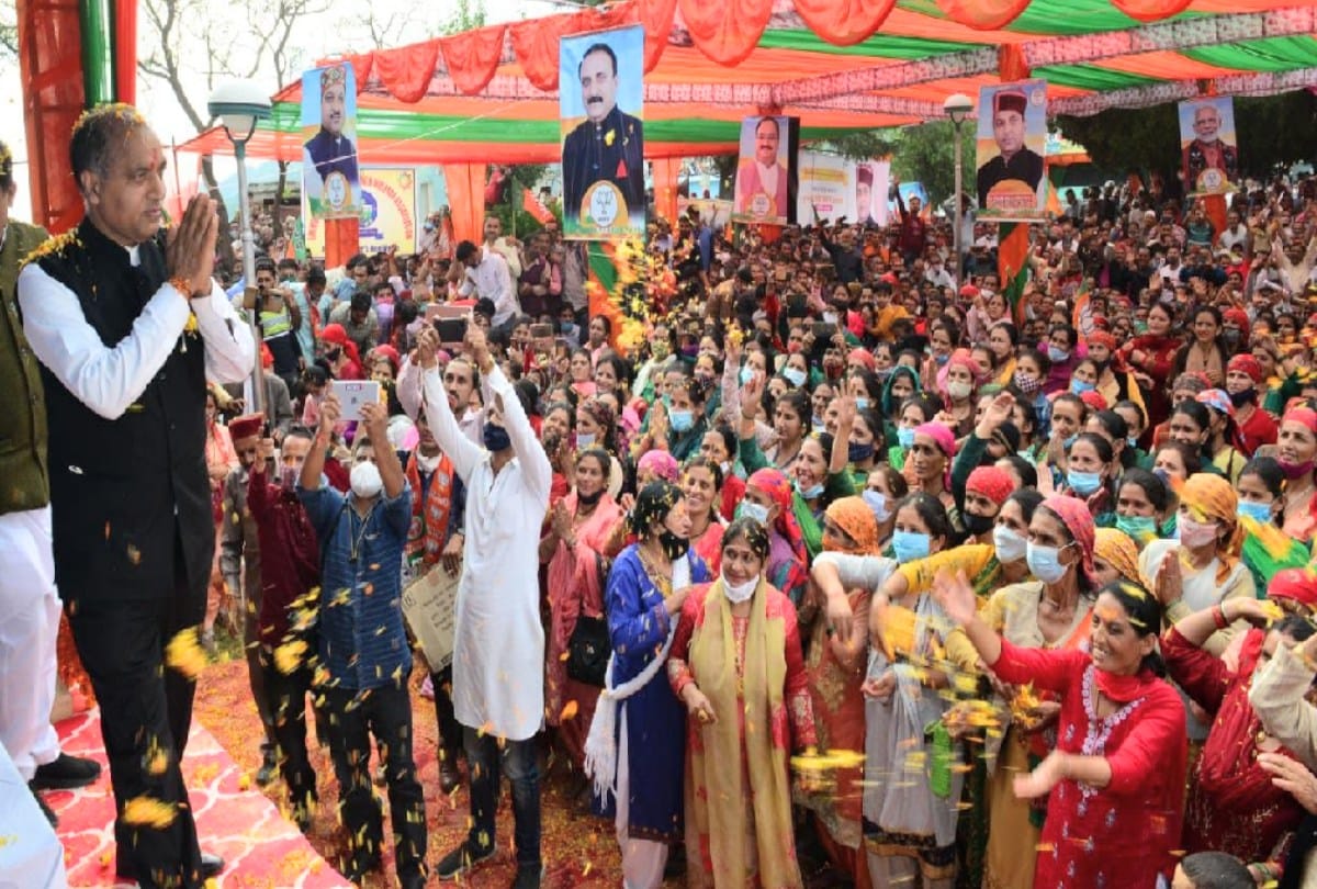 CM Jairam thakur statement regarding congress party in shilai public meeting today