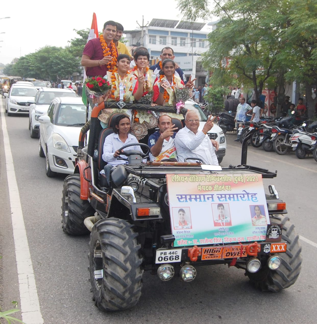 Daughters who came after winning gold, silver and bronze medals were welcomed with a victory procession