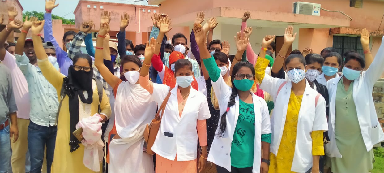 Contract health workers surrounded CMO residence